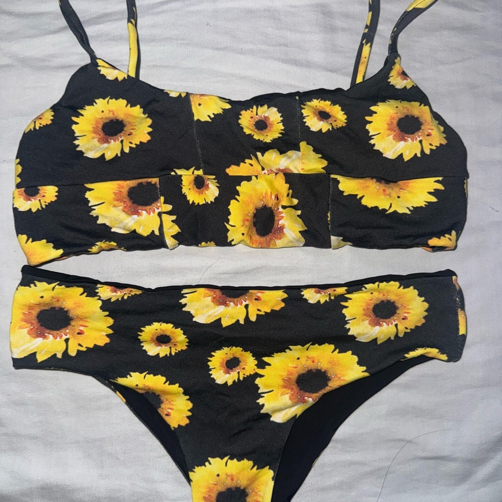 Sunflower Print Bikini Set